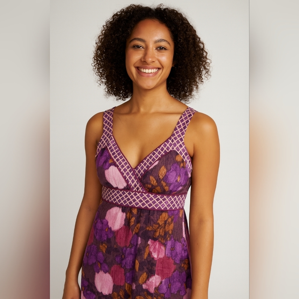 Heart Soul Purple‎ Floral Babydoll Fairy Girly Stretchy Y2K Long Tank Top Sz L